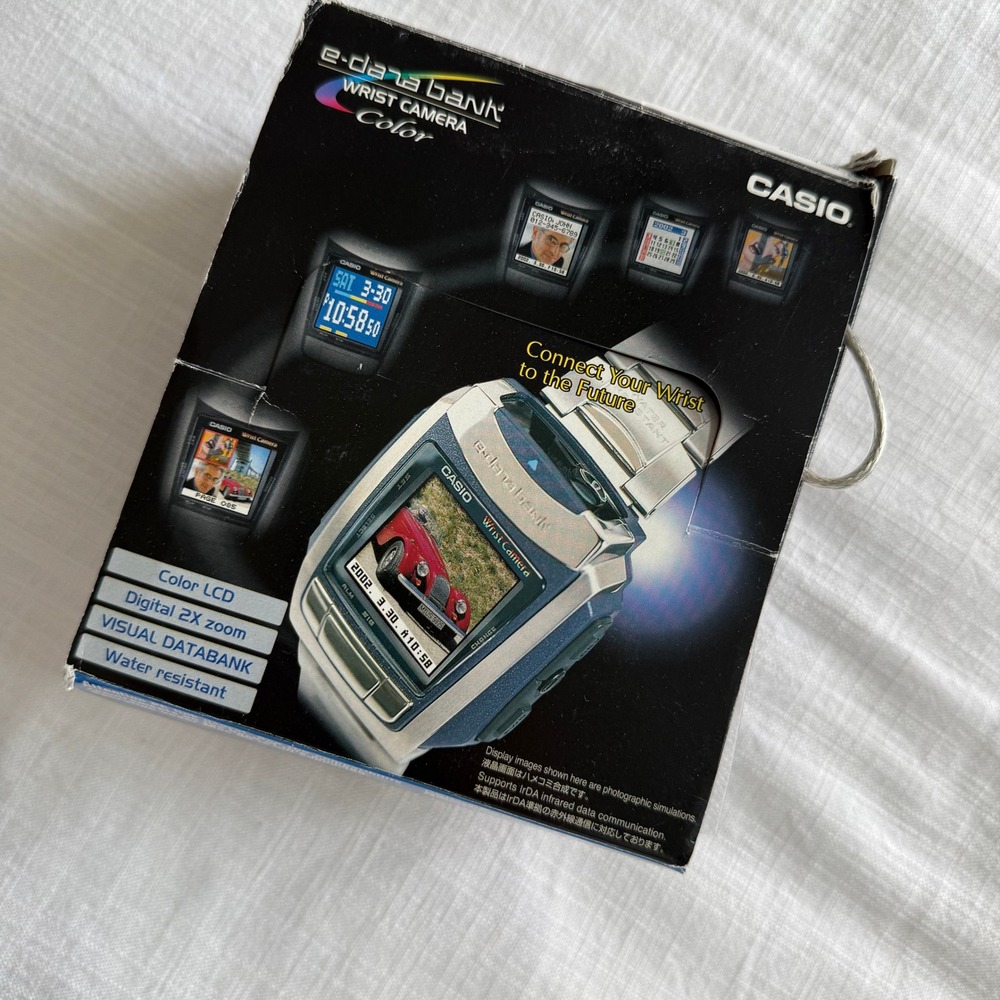 Casio WQV-10 e-Data Bank Wrist Camera Color Watch Silver Stainless Steel Boxed